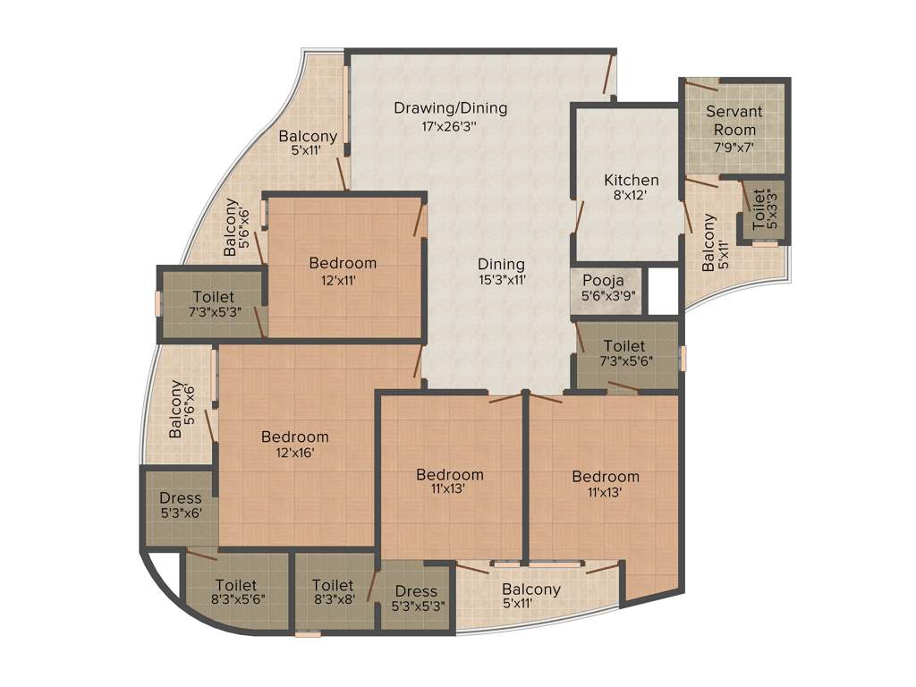 Airwil Green Avenue (4BHK+5T (2,350 sq ft) Servant Room 2350 sq ft)