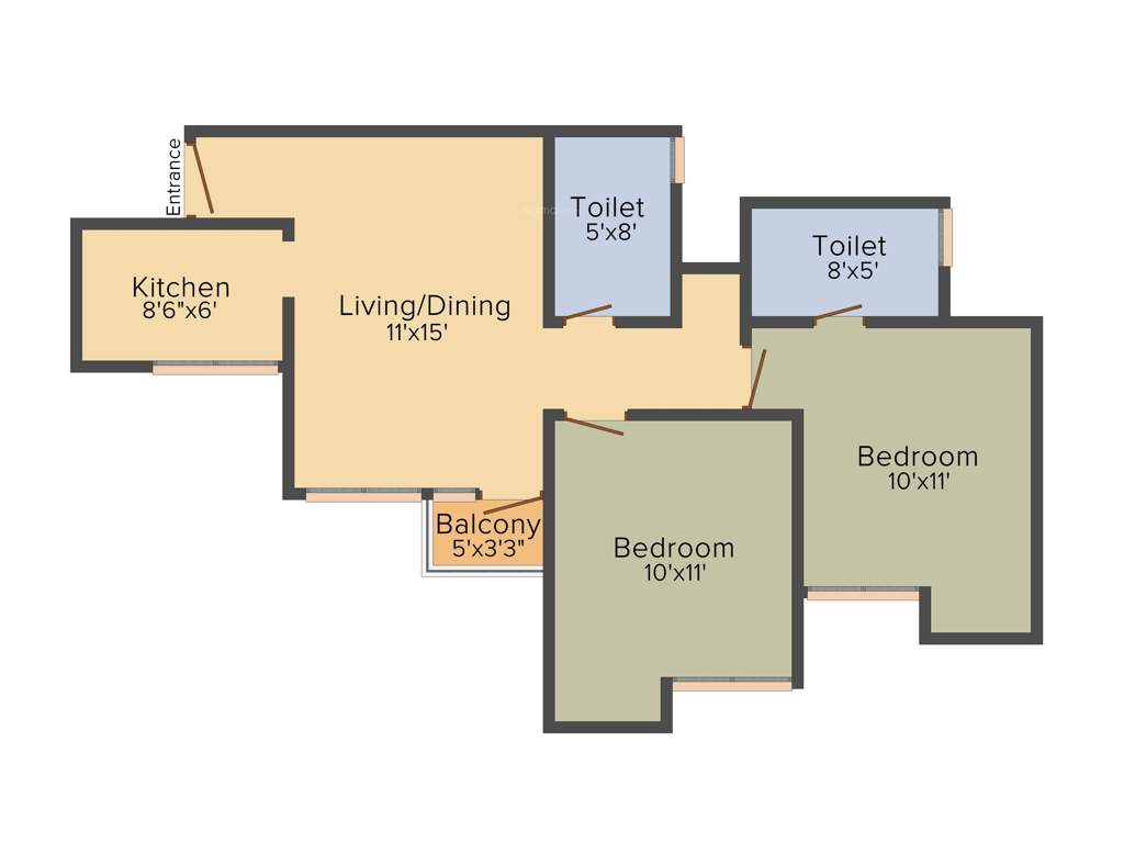Jaypee Kosmos (2BHK+2T (850 sq ft) 850 sq ft)