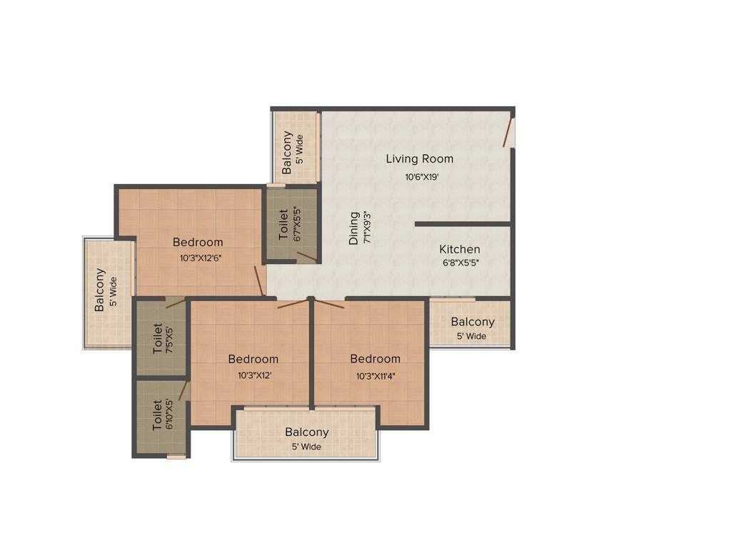 JNC The Park (3BHK+3T (1,500 sq ft) 1500 sq ft)