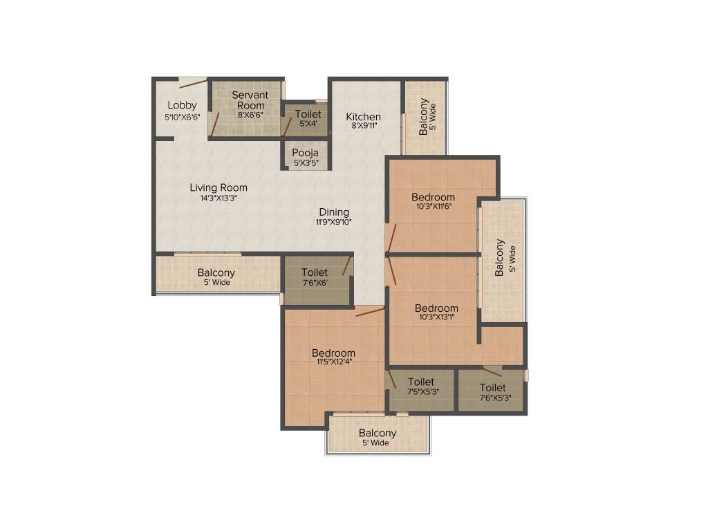 JNC The Park (3BHK+3T (1,880 sq ft) 1880 sq ft)