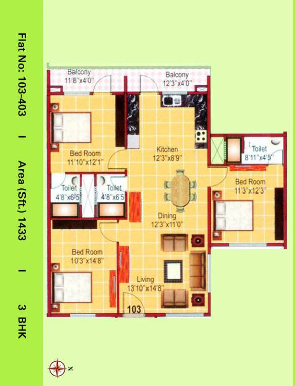 VKC Chourasia Manor Phase 1 (3BHK+3T (1,433 sq ft) 1433 sq ft) VKC Chourasia Manor Phase 1 (3BHK+3T (1,433 sq ft) 1433 sq ft)