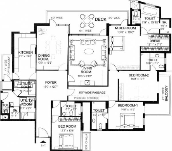 DLF Pinnacle (4BHK+5T (3,868 sq ft)   Servant Room 3868 sq ft)