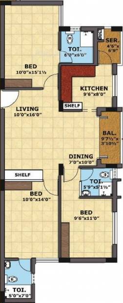 Sri Imperial Towers (3BHK+3T (1,305 sq ft) 1305 sq ft)