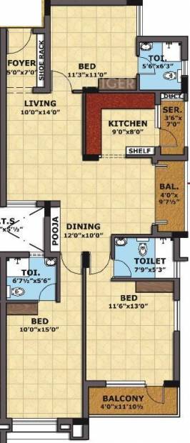 Sri Imperial Towers (3BHK+3T (1,510 sq ft) 1510 sq ft)