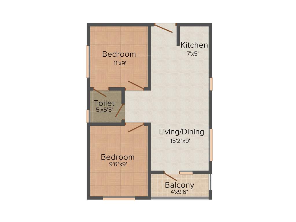 Indya The Greens (2BHK+1T (695 sq ft) 695 sq ft)