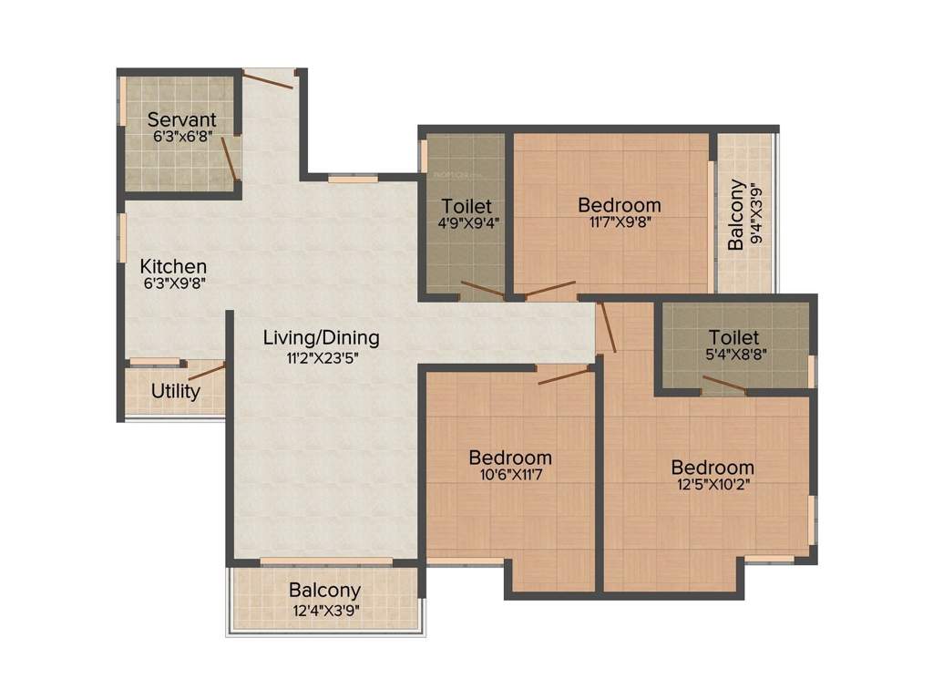 Ganguly Group 4 Sight Florence 3BHK+2T (1,659 sq ft) Servant Room
