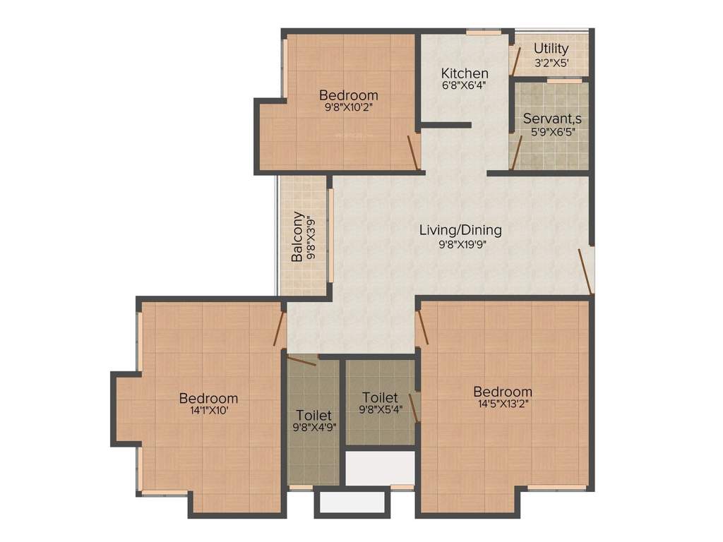 Ganguly Group 4 Sight Florence 3BHK+2T (1,538 sq ft) Servant Room