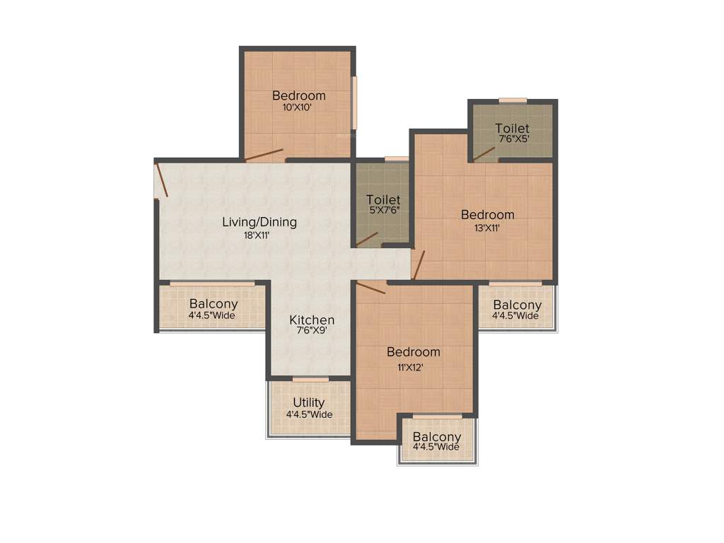 Sethi Max Royal (3BHK+2T (1,250 sq ft) 1250 sq ft)