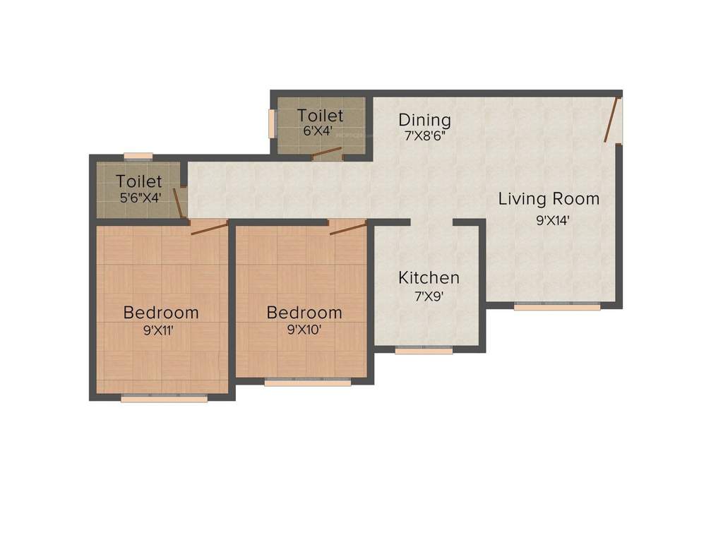 Kohinoor Maxciti (2BHK+2T (945 sq ft) 945 sq ft)