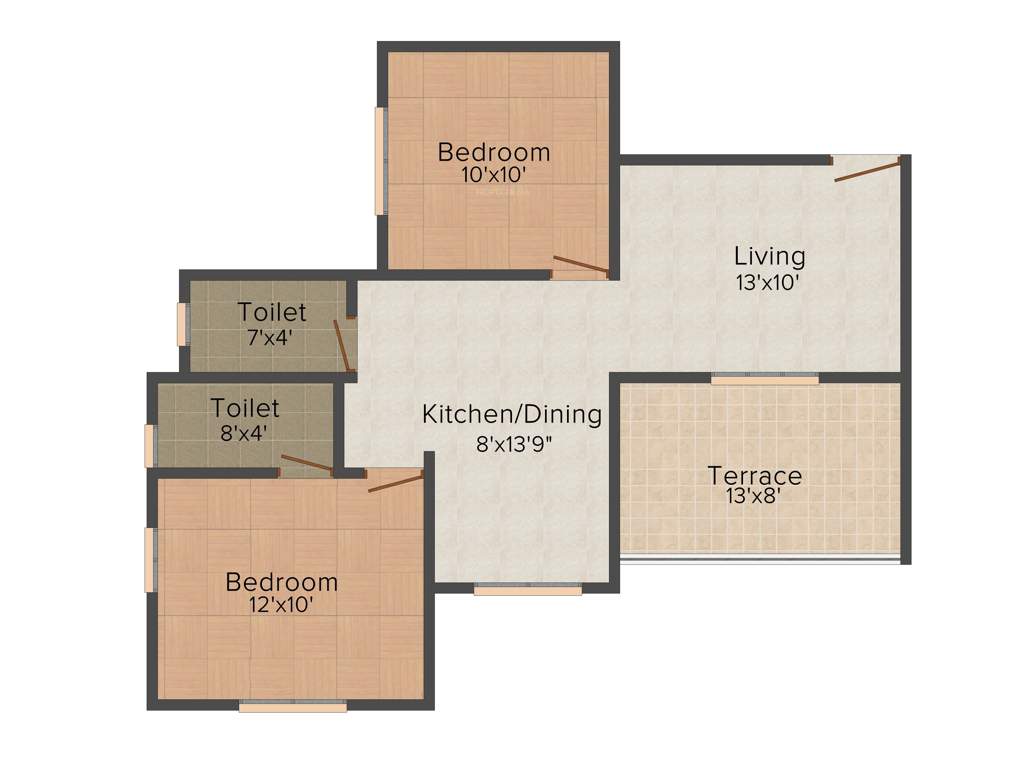 Kothari The Village (2BHK+2T (836 sq ft) 836 sq ft)