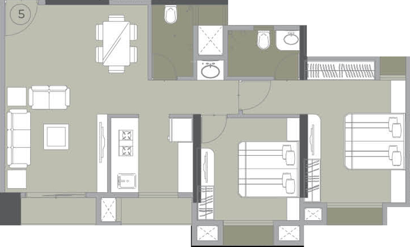 Vijay Galaxy (2BHK+2T (991 sq ft) 991 sq ft)