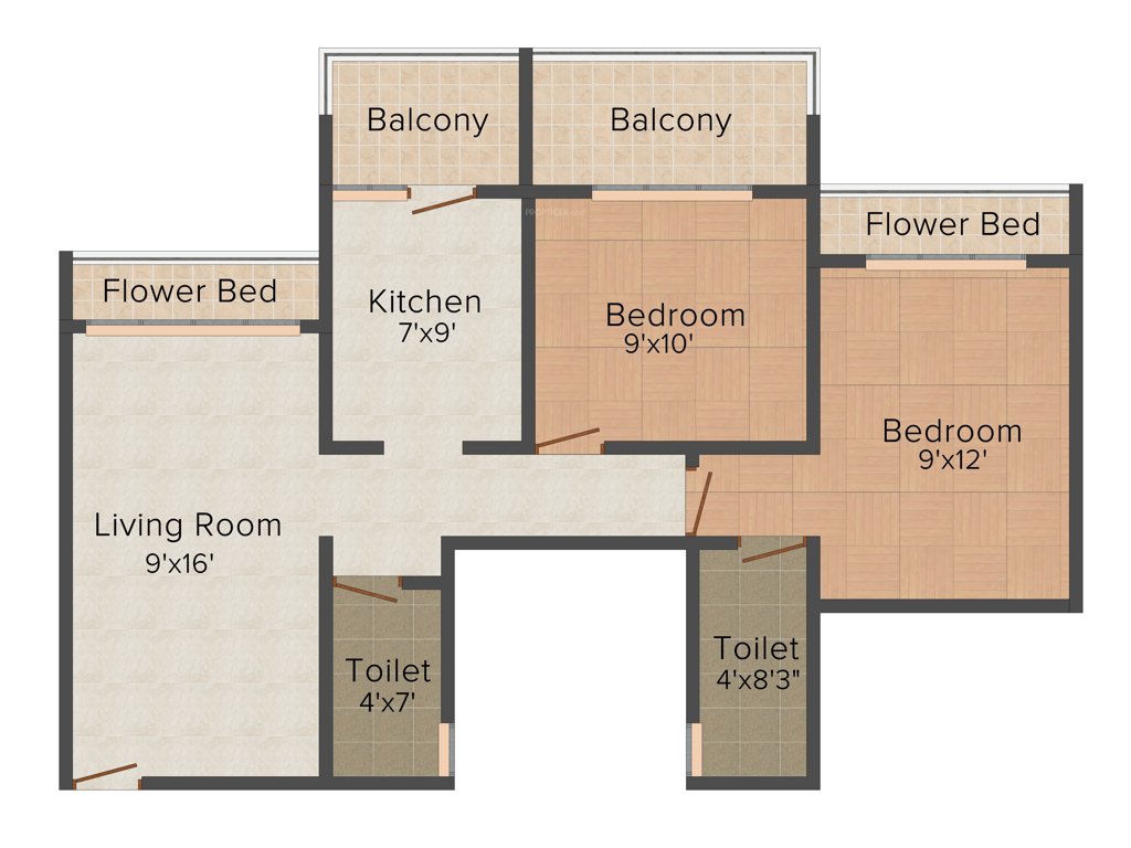 Dweepmala Developers Baline Residency 2BHK+2T (990 sq ft)