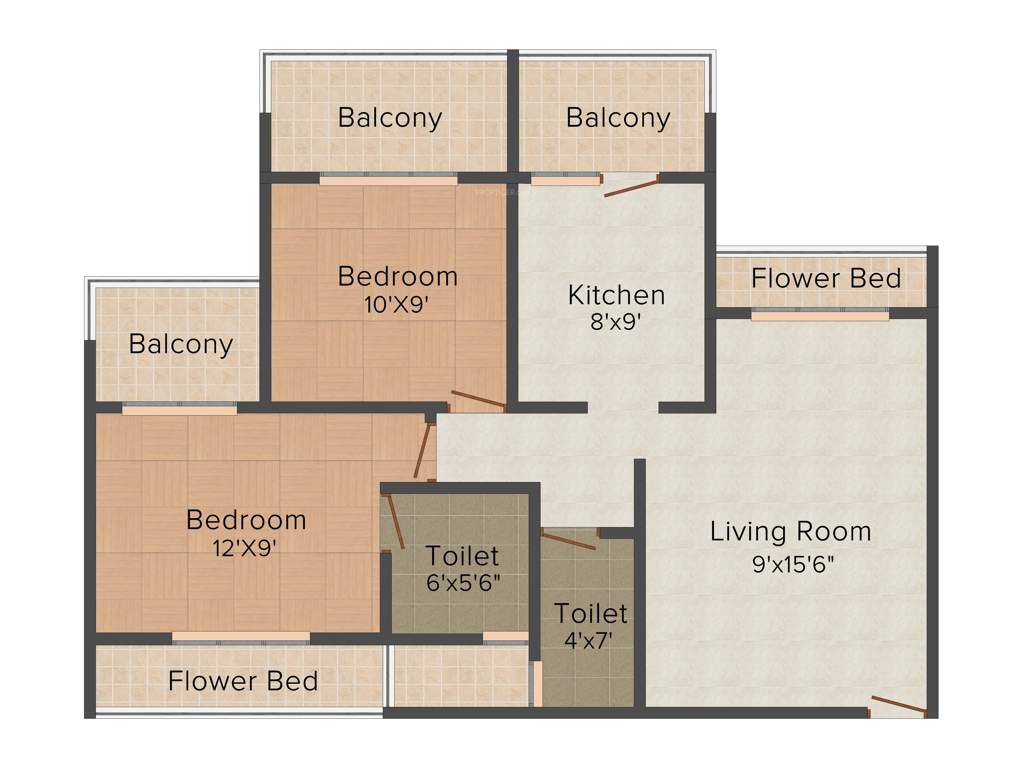 Dweepmala Developers Baline Residency 2BHK+2T (1,150 sq ft)