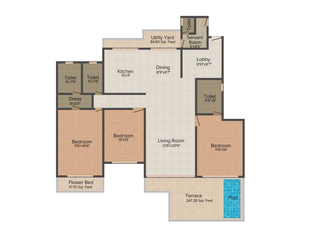 VTP Urban Space (3BHK+3T (2,292 sq ft) + Servant Room 2292 sq ft)