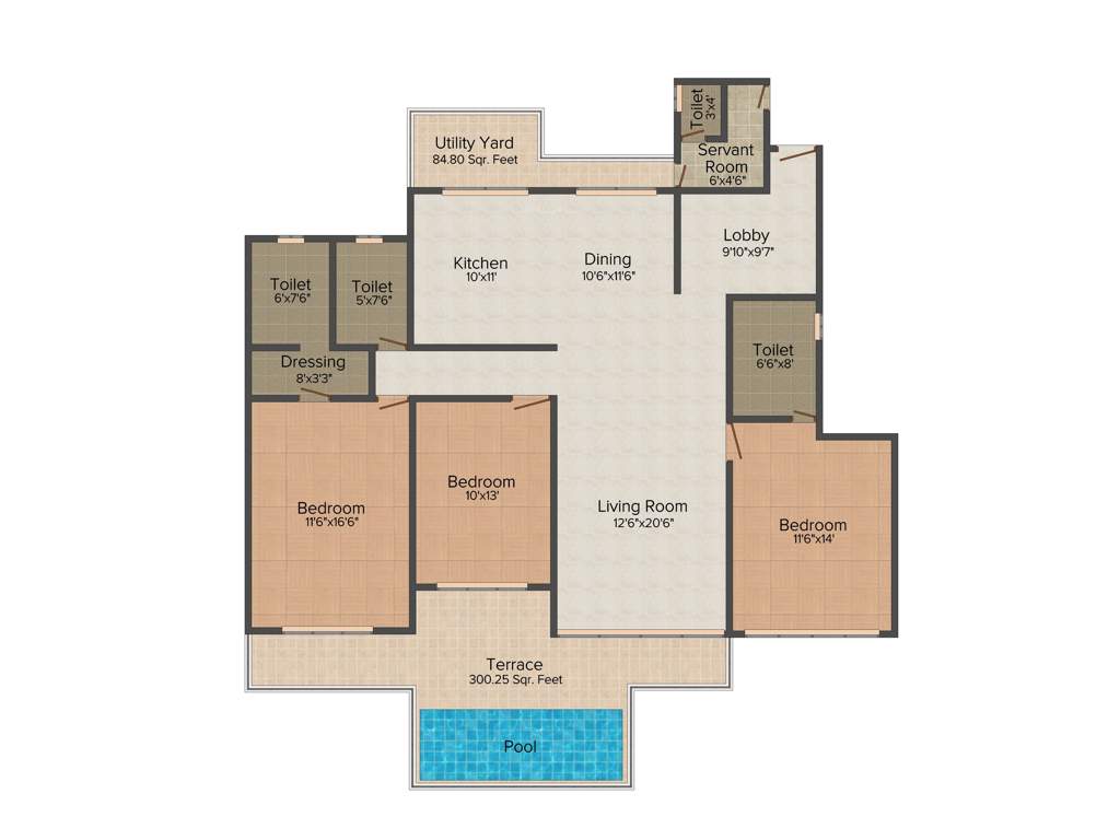 VTP Urban Space (3BHK+3T (2,300 sq ft) + Servant Room 2300 sq ft)