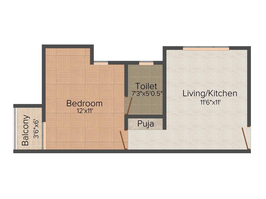 Green Tree Green 201 (1BHK+1T (520 sq ft) 520 sq ft)