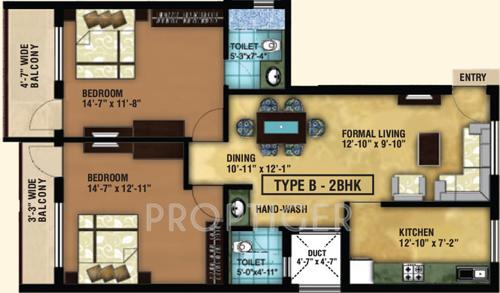 Delta The Signature (2BHK+2T (1,175 sq ft) 1175 sq ft)