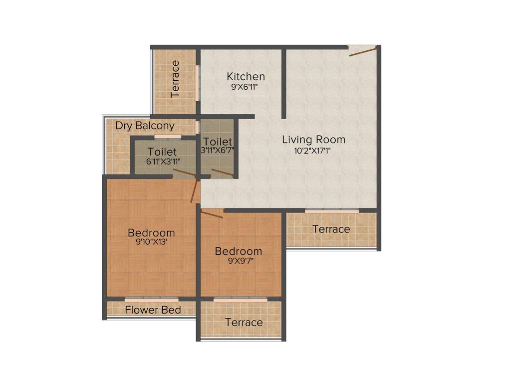 Dubey Gayatri Paradise (2BHK+2T (1,138 sq ft) 1138 sq ft)