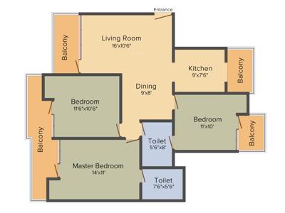 Victory Ace (3BHK+2T (1,475 sq ft) 1475 sq ft)