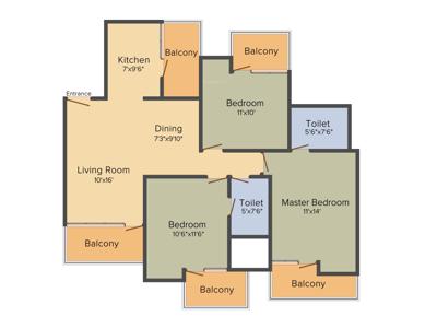 Victory Ace (3BHK+2T (1,495 sq ft) 1495 sq ft)