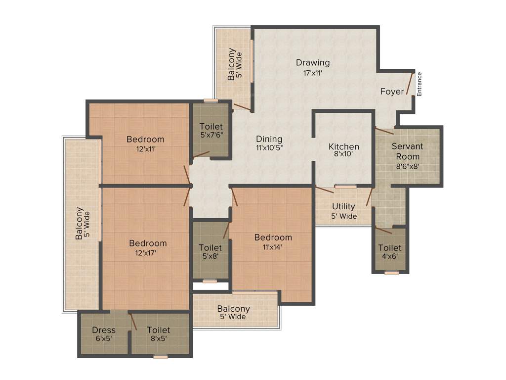 Amrapali Crystal Homes Phase 1 (3BHK+3T (2,140 sq ft) + Servant Room 2140 sq ft)