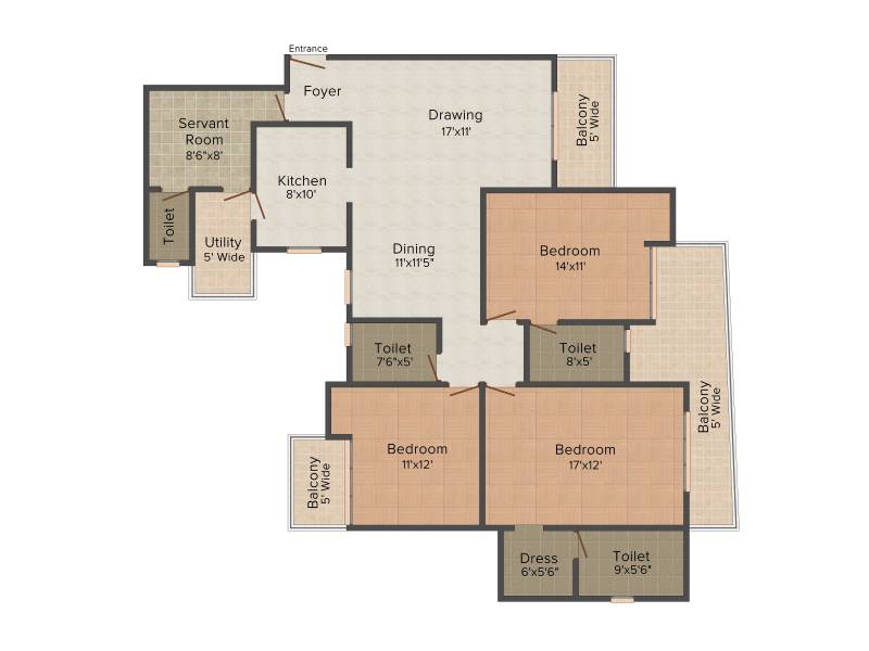 Amrapali Crystal Homes Phase 1 (3BHK+3T (2,175 sq ft) + Servant Room 2175 sq ft)