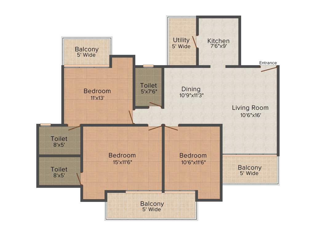 Amrapali Crystal Homes Phase 1 (3BHK+3T (1,700 sq ft) 1700 sq ft)