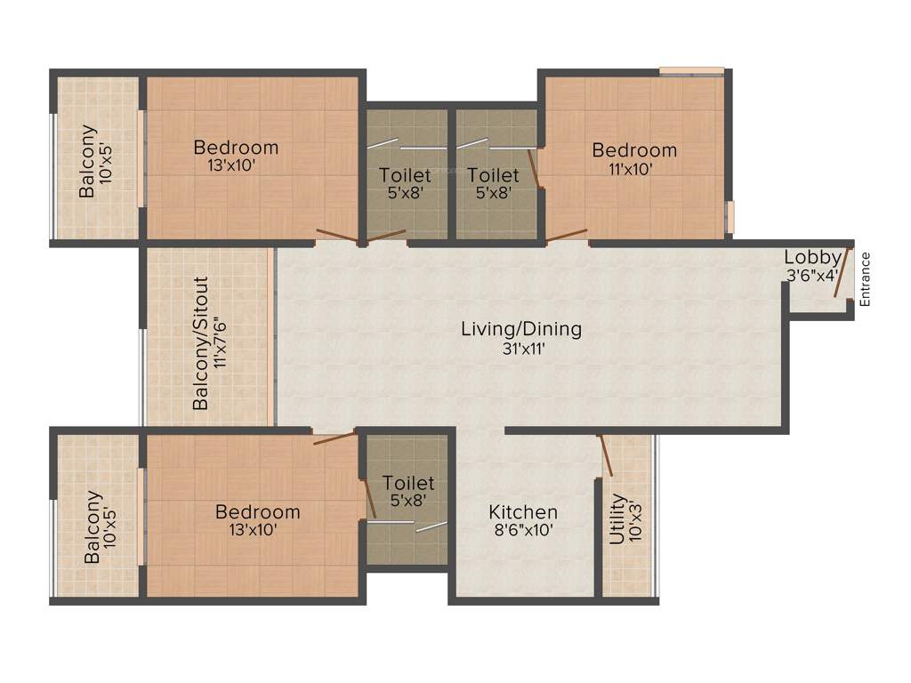 Samruddhi Rhythm (3BHK+3T (1,635 sq ft) 1635 sq ft)