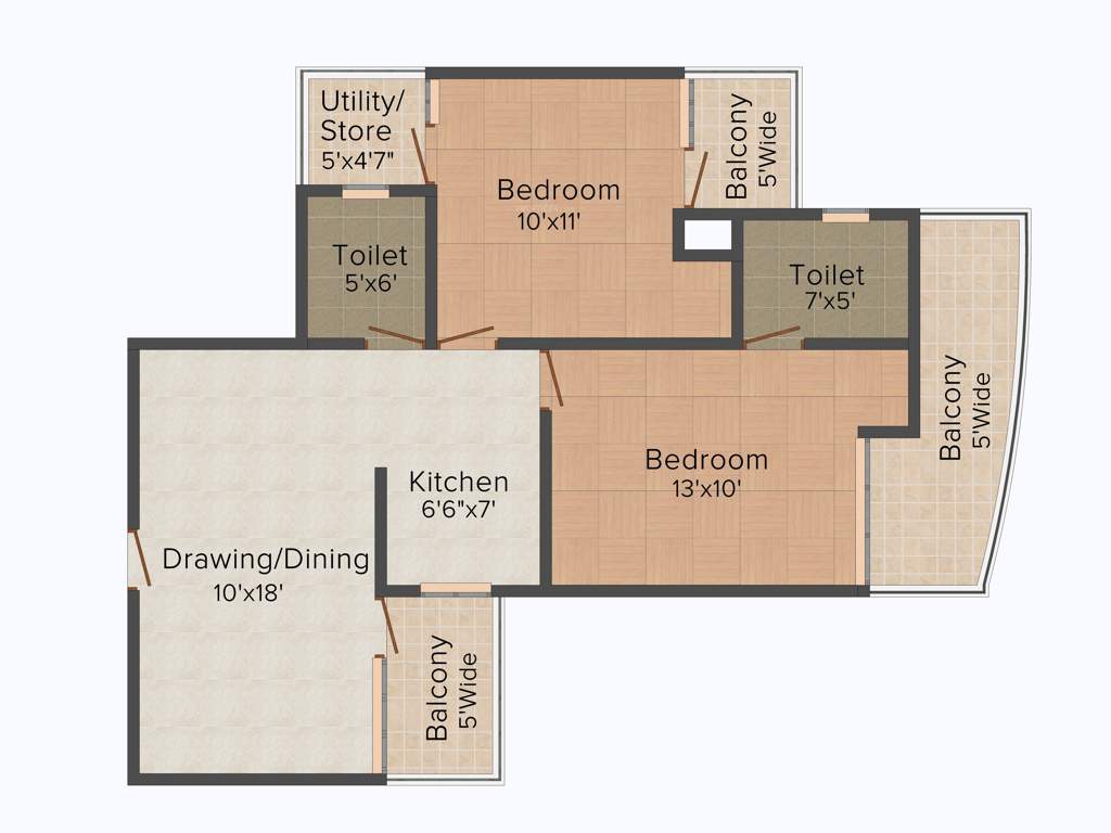 KM K M Residency (2BHK+2T (1,040 sq ft) 1040 sq ft)