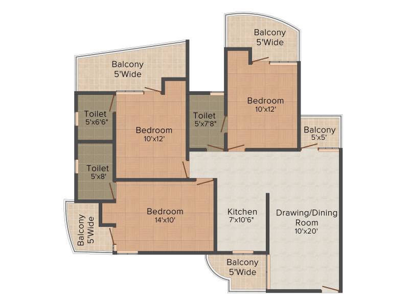 KM K M Residency (3BHK+3T (1,521 sq ft) 1521 sq ft)