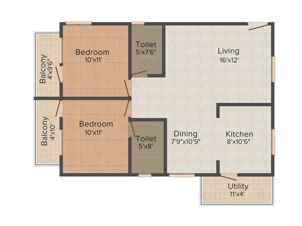 GK Meadows (2BHK+2T (1,100 sq ft) 1100 sq ft)