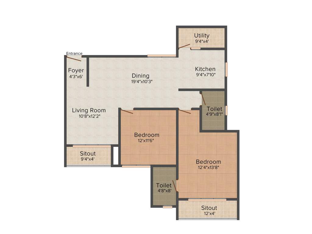 Nitesh Columbus Square (2BHK+2T (1,326 sq ft) 1326 sq ft)