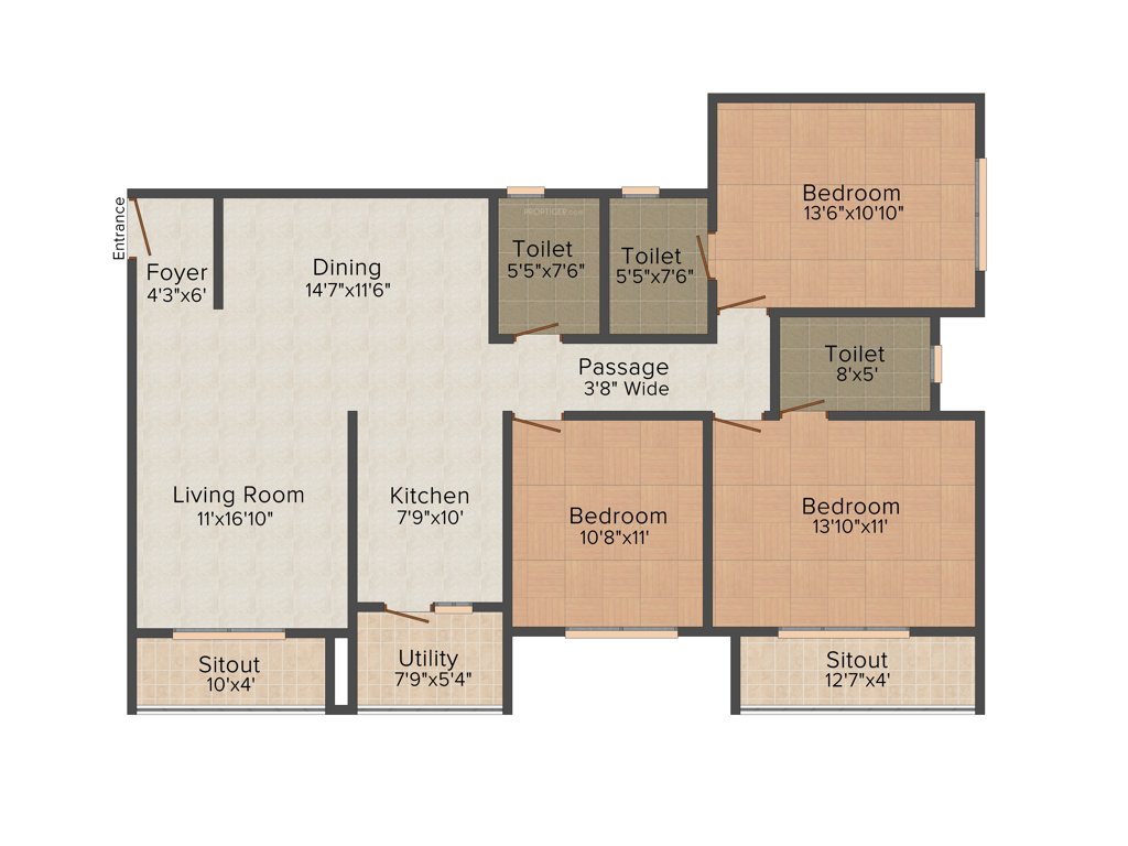 Nitesh Columbus Square (3BHK+3T (1,603 sq ft) 1603 sq ft)