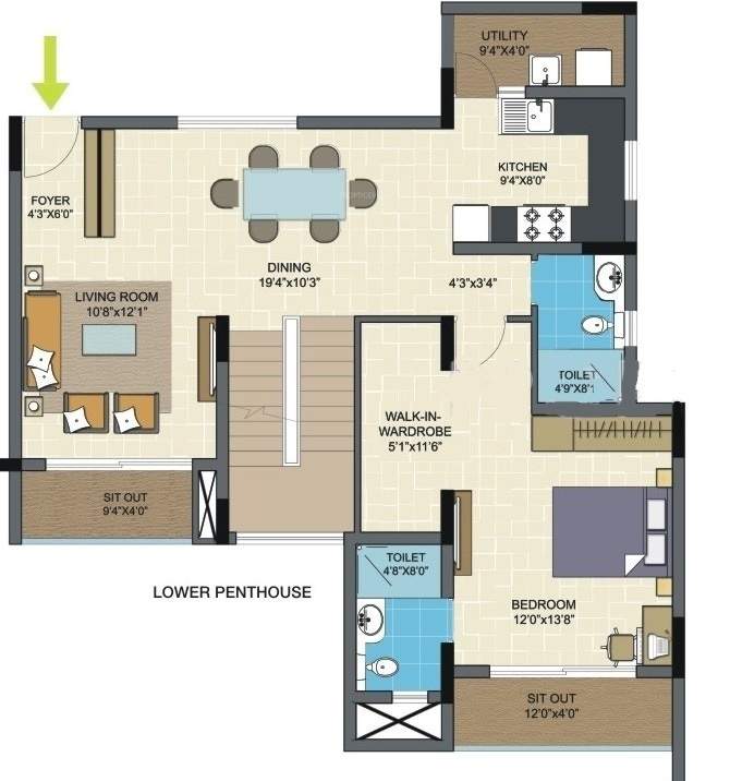  columbus square Floor Plan Upper Level Duplex Plan