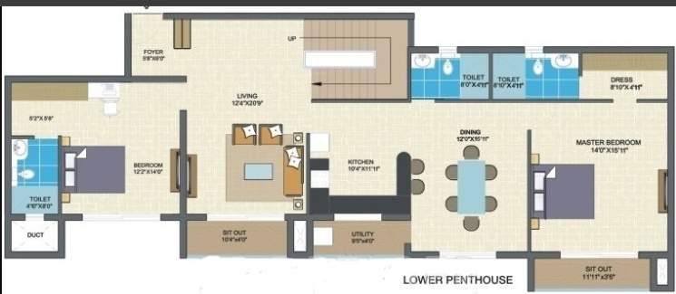  columbus square Floor Plan Lower Level Duplex Plan