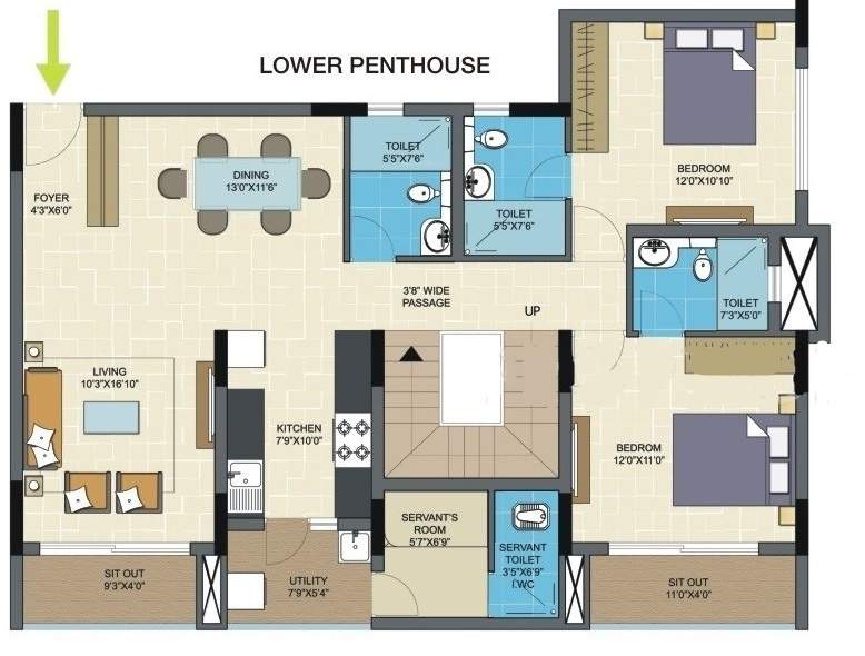  columbus square Floor Plan Lower Level Duplex Plan