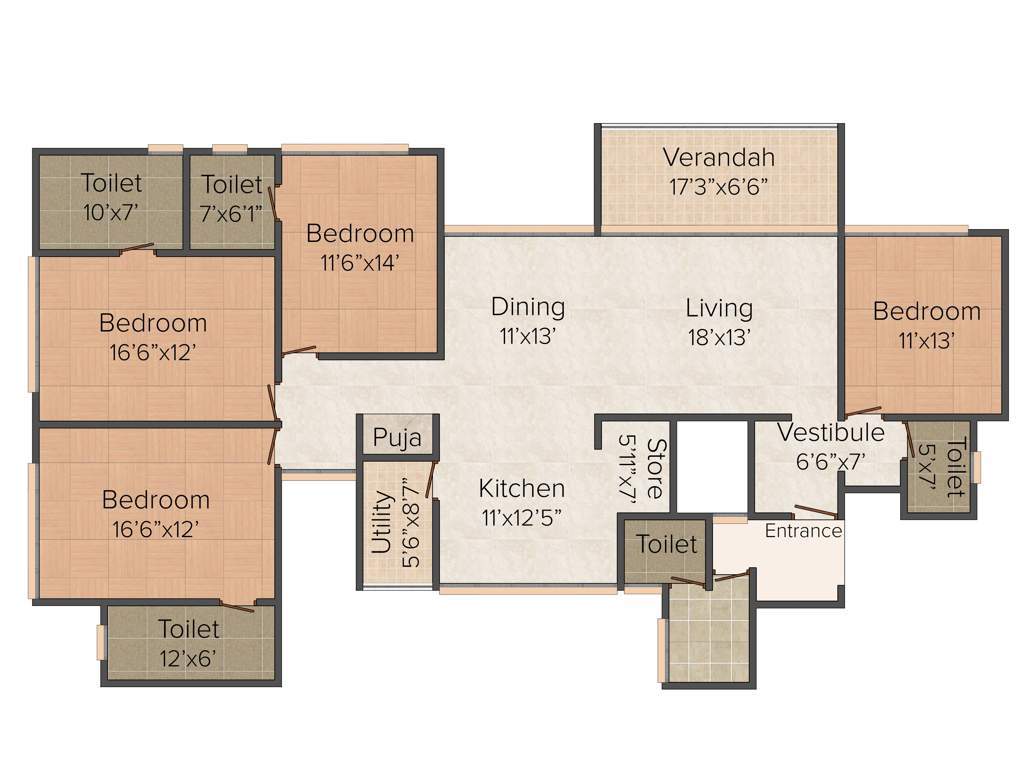 Gala Imperia (4BHK+4T (3,125 sq ft)   Servant Room 3125 sq ft)