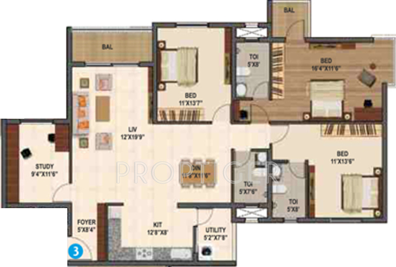 Sumadhura Madhuram (3BHK+3T (1,970 sq ft) + Study Room 1970 sq ft) Sumadhura Madhuram (3BHK+3T (1,970 sq ft) + Study Room 1970 sq ft)