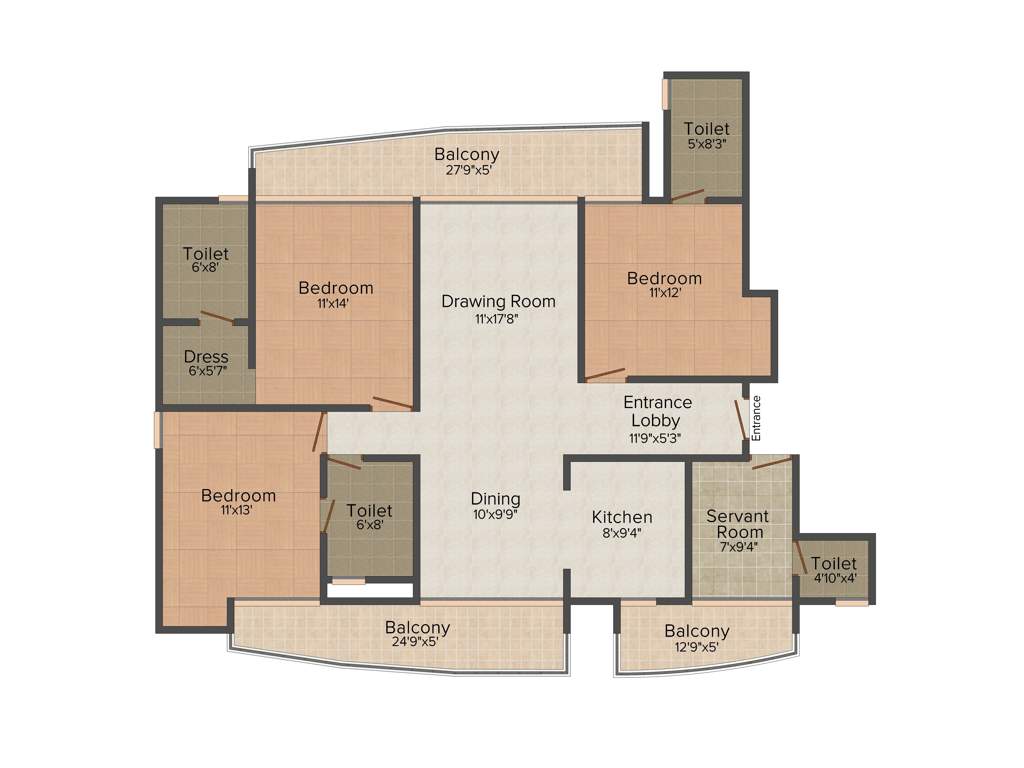 The Antriksh Nature (3BHK+4T (1,650 sq ft) + Servant Room 1650 sq ft)