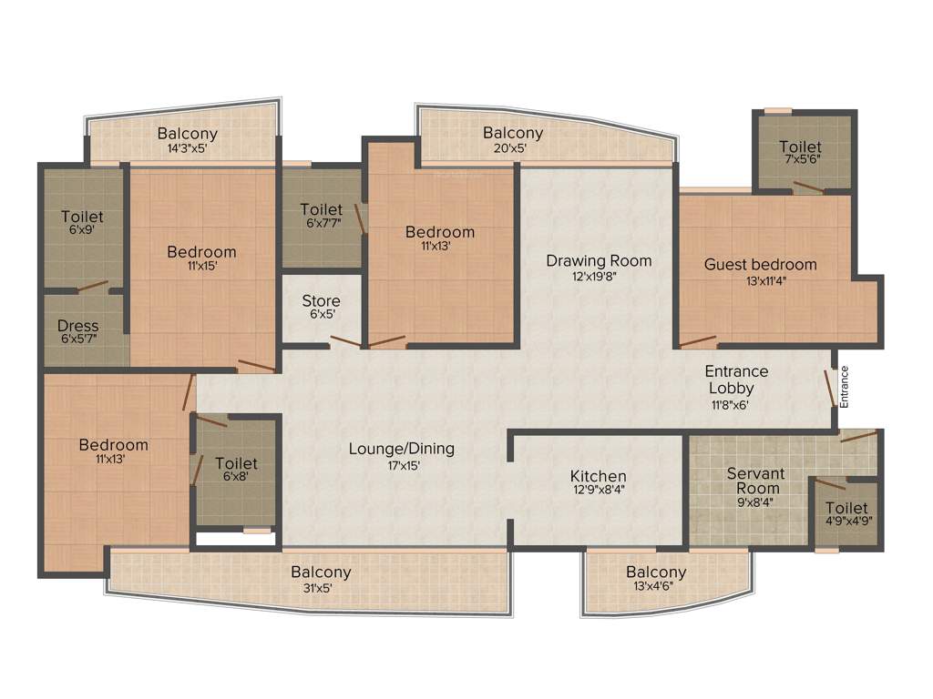 The Antriksh Nature (4BHK+5T (2,675 sq ft) + Servant Room 2675 sq ft)