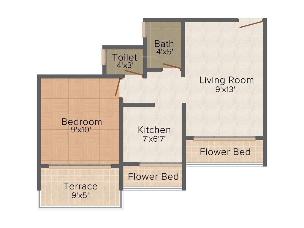 KK Developers Sapphire 1BHK+1T (660 sq ft)