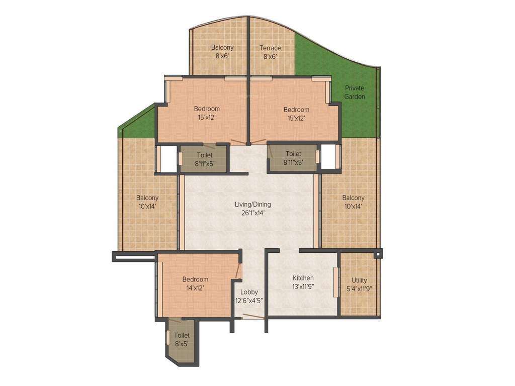Pride Purple Park Grandeur (3BHK+3T (2,615 sq ft) 2615 sq ft)