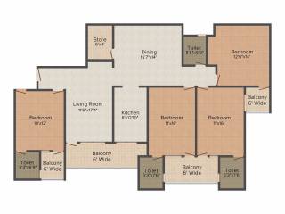 SBP Southcity (4BHK+4T (2,410 sq ft) 2410 sq ft)