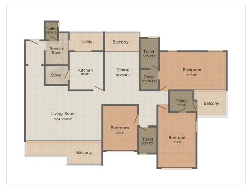 Kamrup Durva Greens (3BHK+4T (2,670 sq ft)   Servant Room 2670 sq ft)