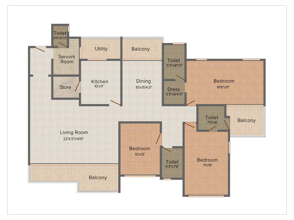 Kamrup Durva Greens (3BHK+4T (2,670 sq ft)   Servant Room 2670 sq ft)