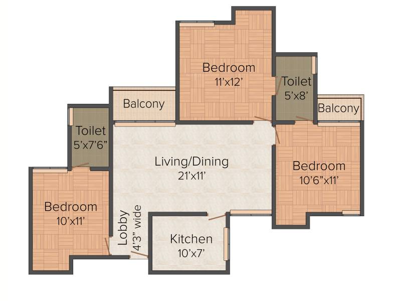 SDS NRI Residency (3BHK+2T (1,215 sq ft) 1215 sq ft)