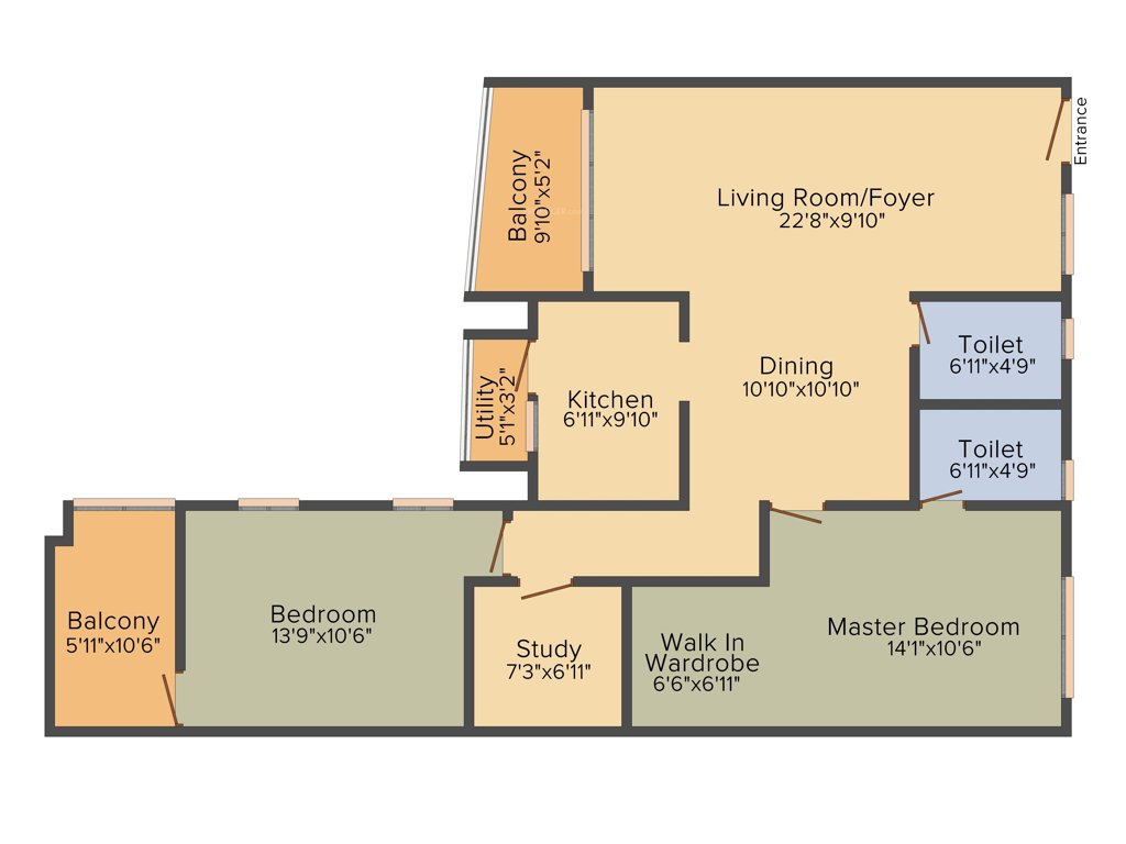 Kolte Patil Mirabilis (2BHK+2T (1,454 sq ft) + Study Room 1454 sq ft)
