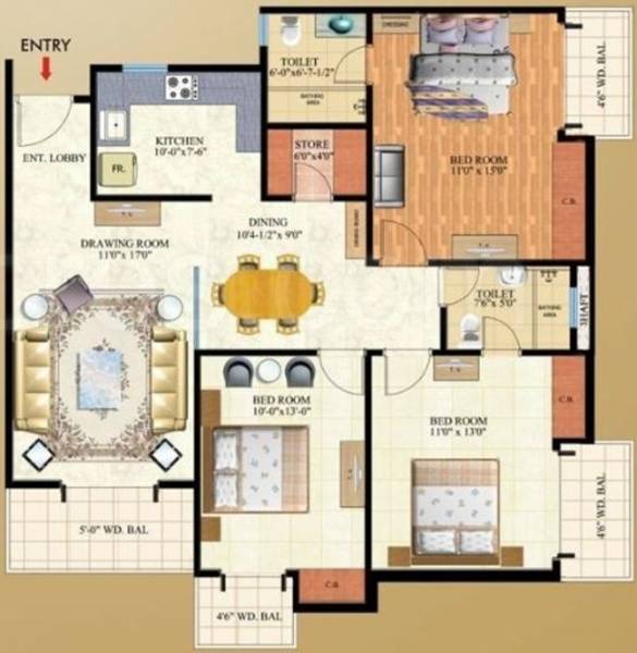 Mahagun Maple (3BHK+2T (1,575 sq ft) 1575 sq ft) Mahagun Maple (3BHK+2T (1,575 sq ft) 1575 sq ft)