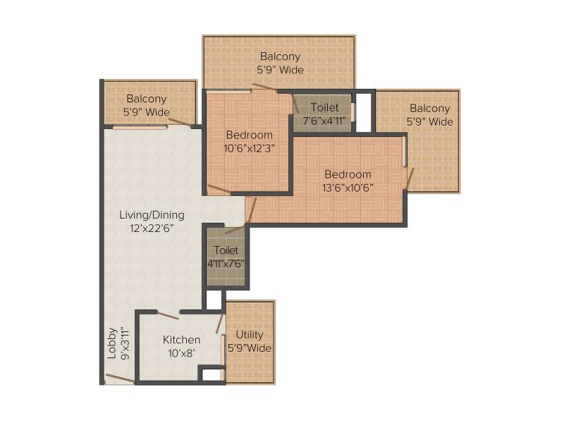 Capital Residency 360 (2BHK+2T (1,400 sq ft) 1400 sq ft)