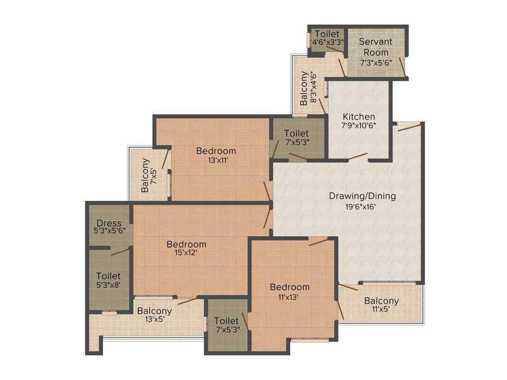 Airwil Green Avenue (3BHK+4T (1,825 sq ft) Servant Room 1825 sq ft)